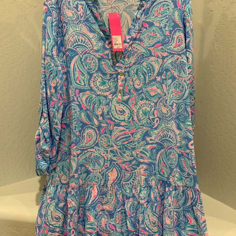 Lilly Pulitzer, Charlee Tunic Dress, style, Zanzibar blue fish Kiss!